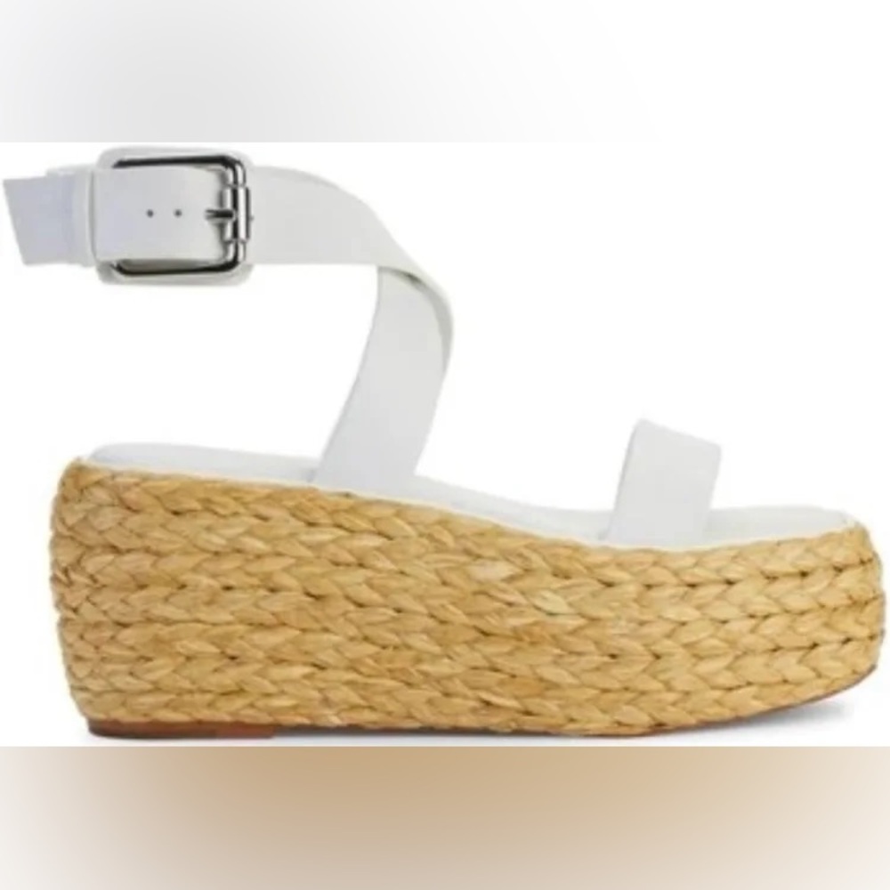 Donna Karan White and Tan Platform espidriles Sandals
